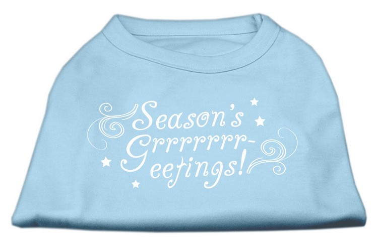 Seasons Greetings Screen Print Shirt Baby Blue M